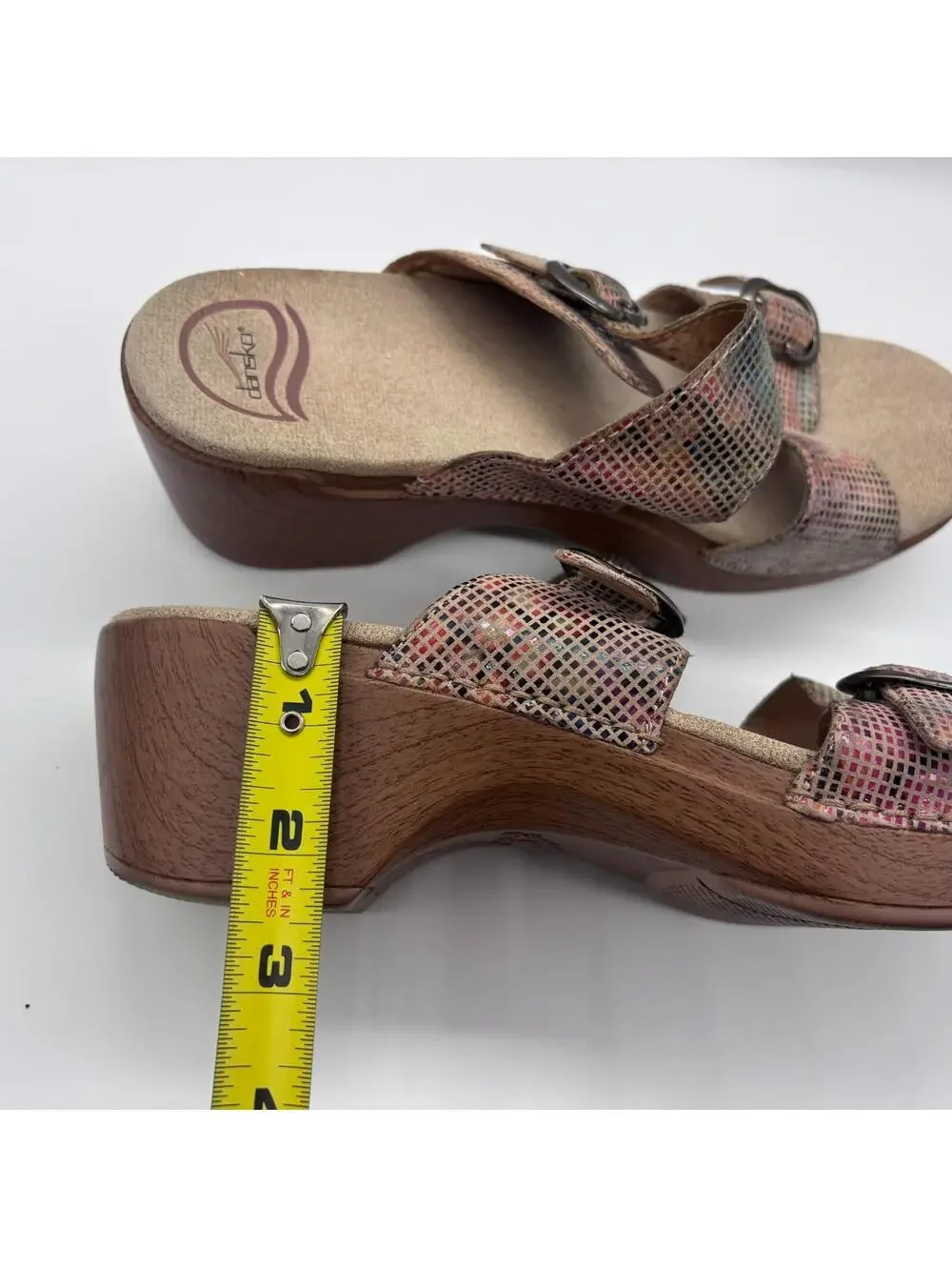 Dansko Sophie Leather Slide Colorful Women's EU 40 Metallic Double Strap Buckle
